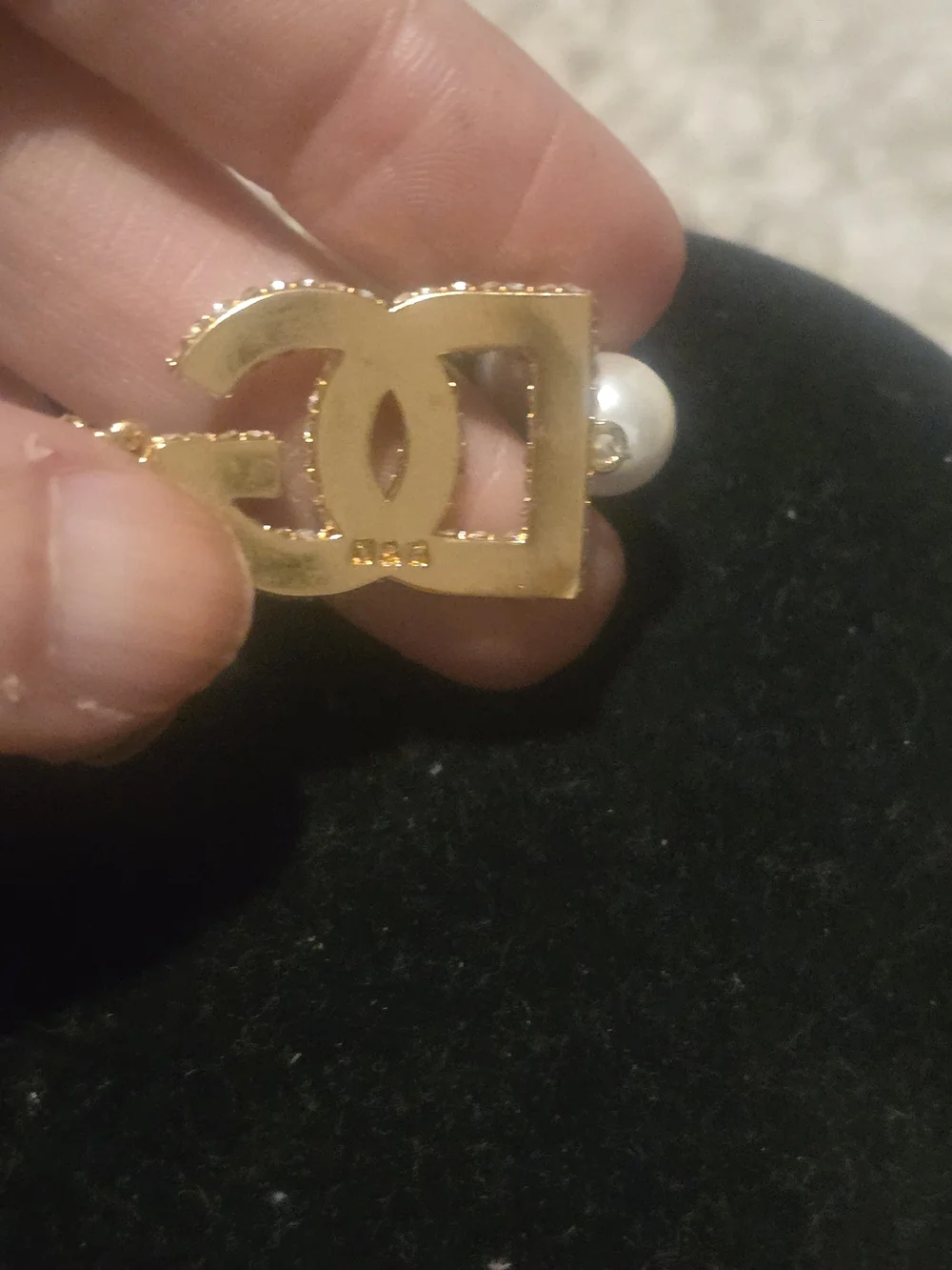D&G Gold Pearl Bracelet with Crystal Logo